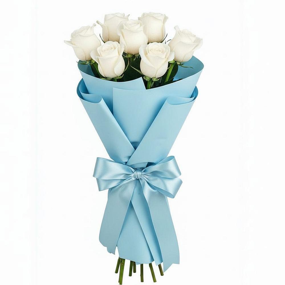Букет 7 белых роз Проуд в Зязикове-Юрте