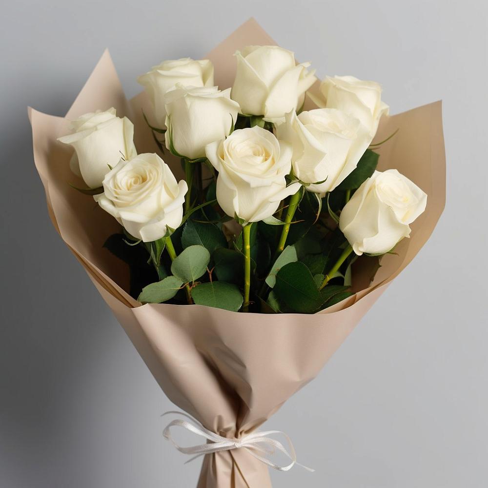 Букет 9 Белых роз Эдлесс Лав в Зязикове-Юрте