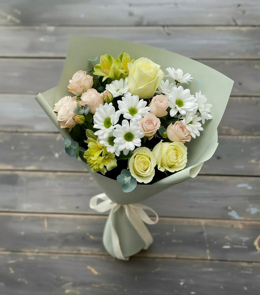 Букет цветов из: Альстромерии, Розы и Хризантемы в Зязикове-Юрте