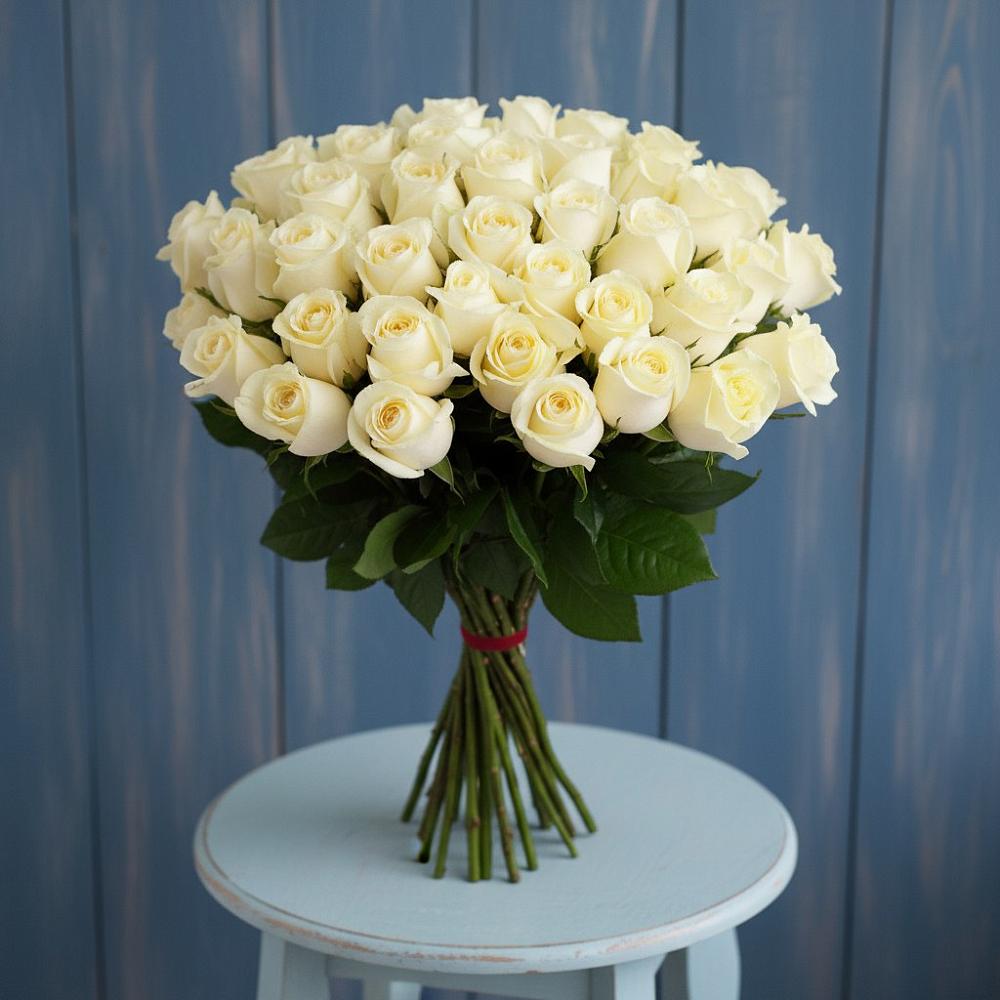 Букет 51 Белая роза Эдлесс Лав в Зязикове-Юрте