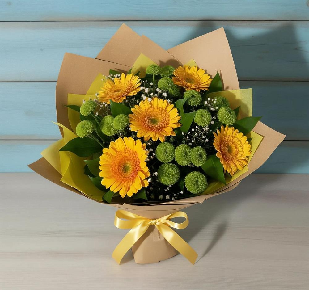 Букет цветов из: Герберы и Хризантемы в Зязикове-Юрте