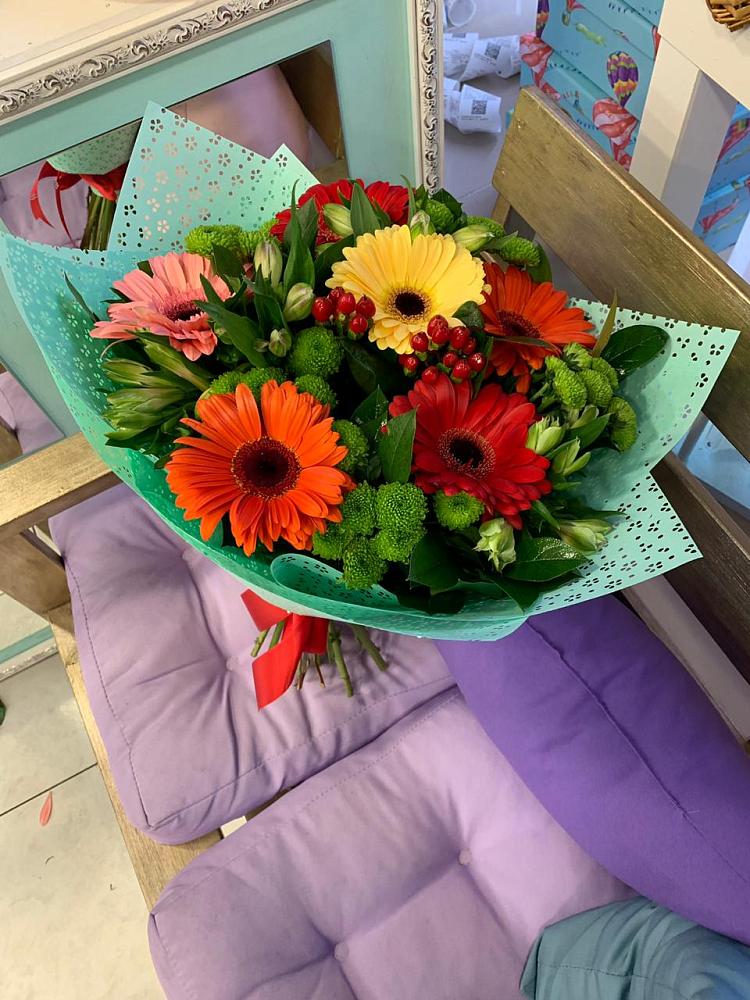 Букет цветов из: Герберы, Хризантемы и Альстромерии в Зязикове-Юрте