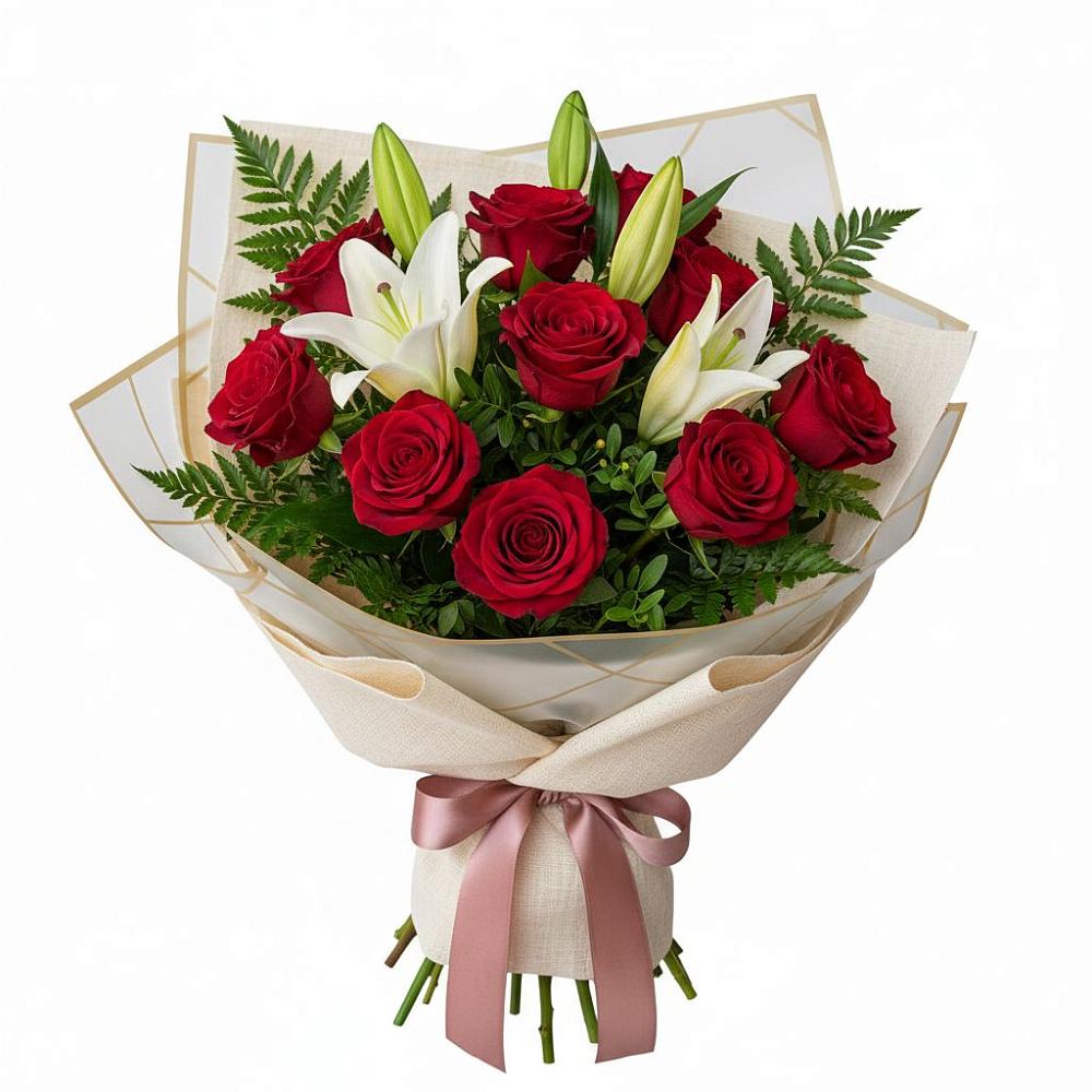 Букет цветов из: Лилии и Розы в Зязикове-Юрте