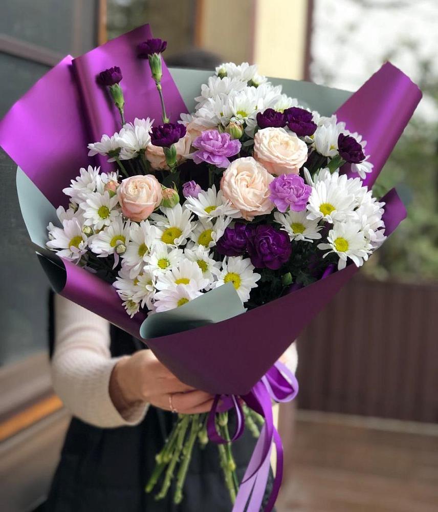 Букет цветов из: Хризантемы, Гвоздики и Розы в Зязикове-Юрте