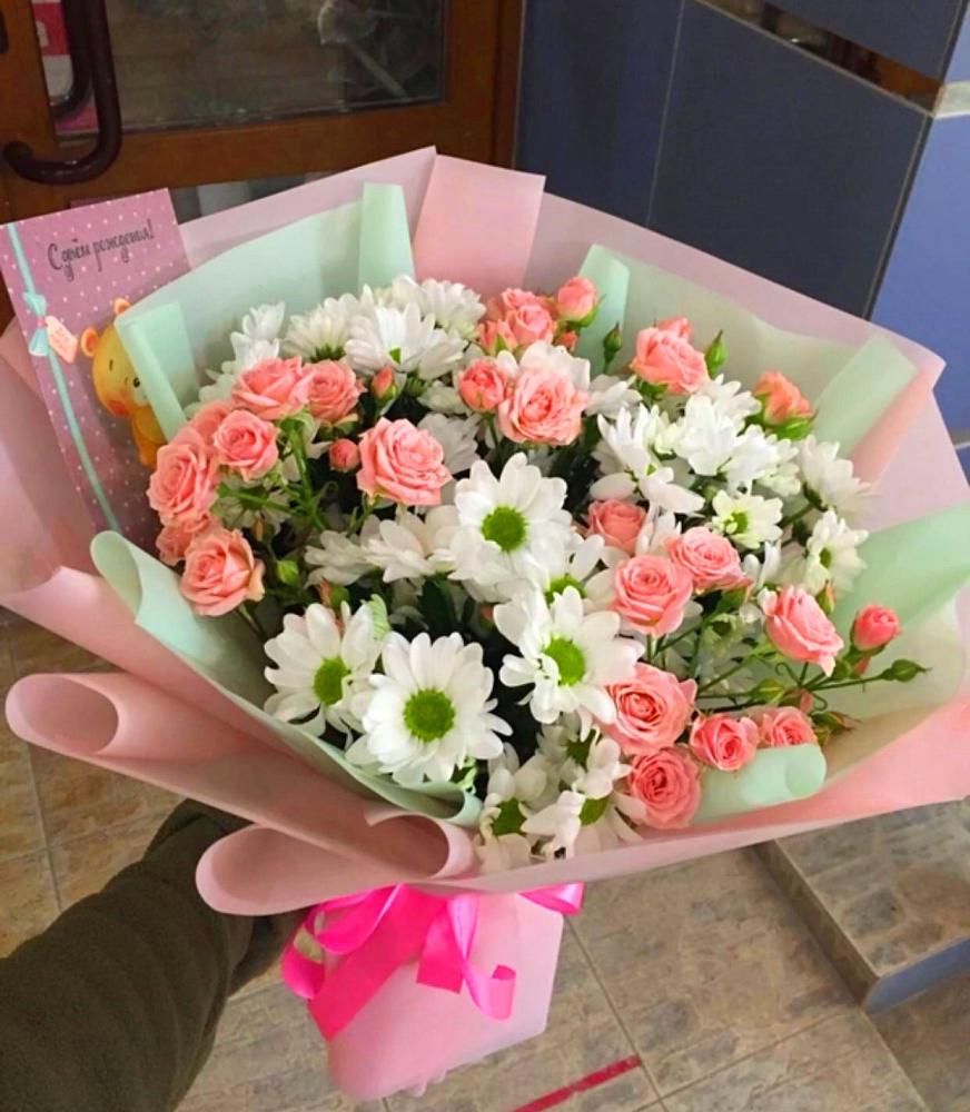 Букет цветов из: Розы и Хризантемы в Зязикове-Юрте