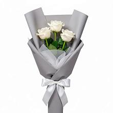 Букет 3 белые розы #REPLACE_PRED# Зязикове-Юрте