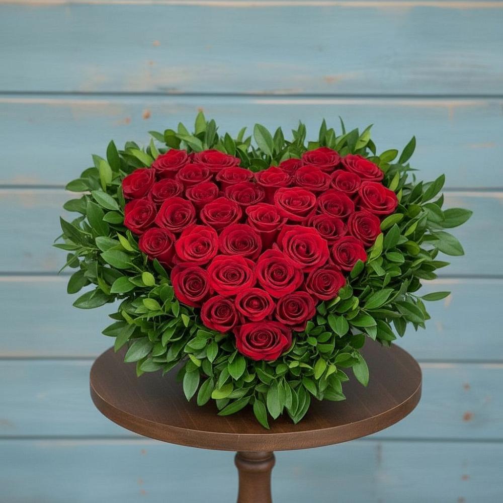 Цветочная композиция из Розы в виде сердца в Зязикове-Юрте