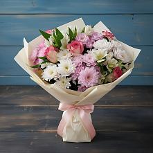 Букет цветов из:  Хризантемы, Альстромерии и Розы в Зязикове-Юрте