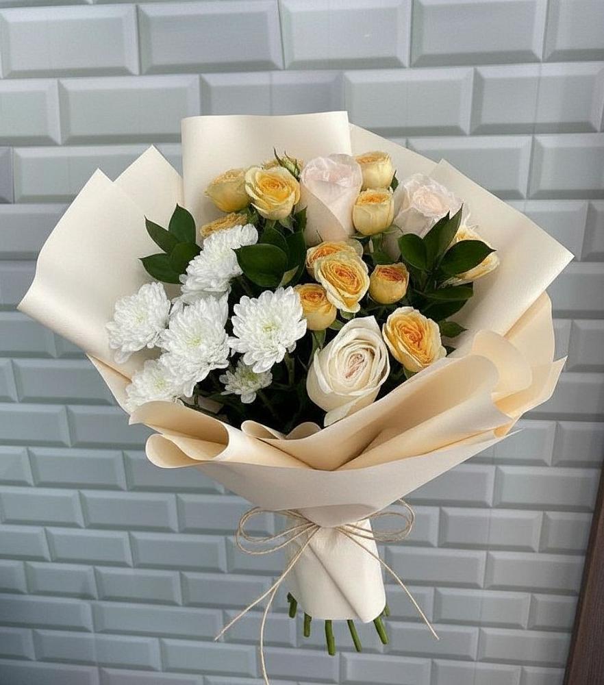Букет цветов из: Розы и Хризантемы в Зязикове-Юрте