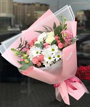 Букет цветов из:  Розы, Лизиантусы и Хризантемы в Зязикове-Юрте
