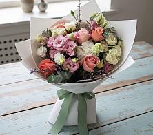 Букет цветов из:  Розы, Лизиантусы и Гвоздики в Зязикове-Юрте