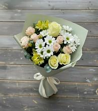 Букет цветов из:  Альстромерии, Розы и Хризантемы в Зязикове-Юрте