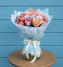 Букет цветов из:  Хризантемы и Розы в Зязикове-Юрте