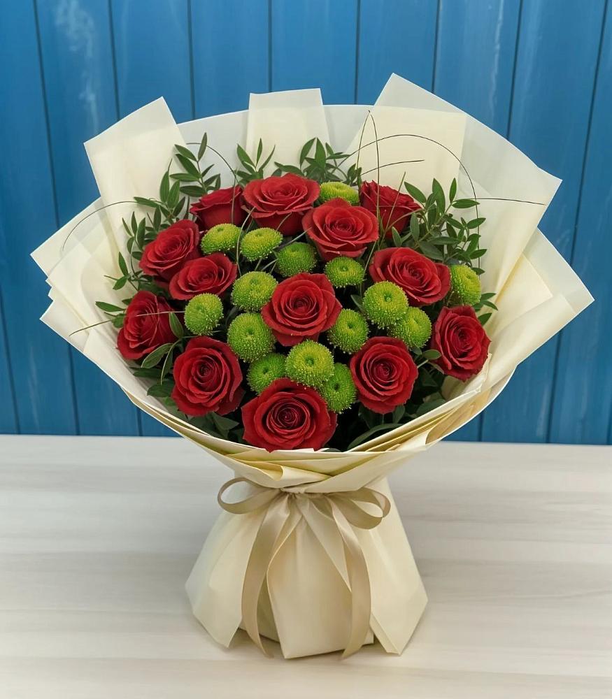 Букет цветов из: Розы и Хризантемы в Зязикове-Юрте